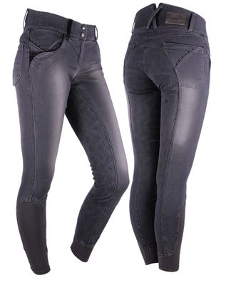 QHP Reithose Noa Full-Grip grey denim