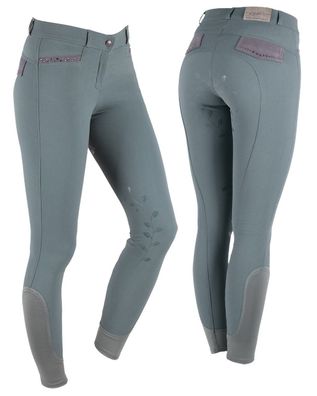 QHP Reithose Katie voll-grip , graugrün, 2019