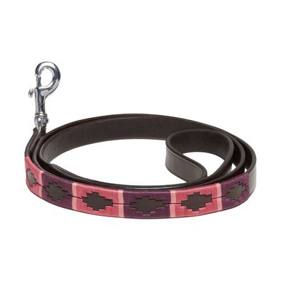 Kieffer Hunde Leder Leine BUENOS AIRES braun mit burgund fuchsia pink