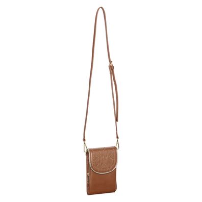 HV POLO Handytasche Argentina mit goldenen Perlen in cognac