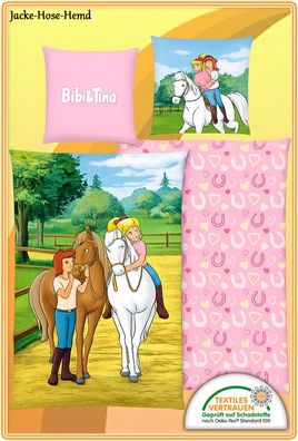 Bibi & Tina Best Friends Wende-Bettwäsche Mädchen Rosa Pferd Gr. 135x200cm NEU
