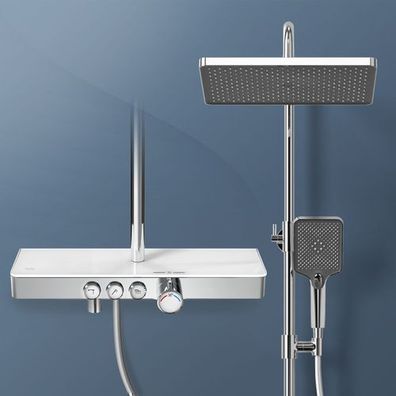 EMKE Duschsystem Mit Thermostat Duscharmatur Duschset Kopfbrause Regendusche Chrom