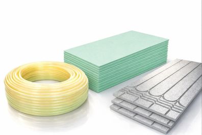 Fußbodenheizungs-Set mit 30 mm XPS-Platten, 3 mm Dämmmaterial und Heizrohr 16 × 2 mm
