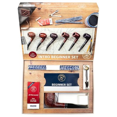 VAUEN Intro #6 Pfeifen Beginner Set mit brauner sandgestrahlter Pfeife + Zubehör