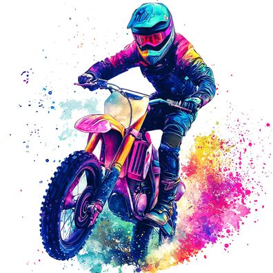 Bügelbild Bügelmotiv Motocross Motorrad Biker Junge Mädchen verschiedene Größen