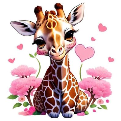 Bügelbild Bügelmotiv Giraffe Blumen floral Baby Mädchen verschiedene Größen