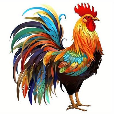 Bügelbild Bügelmotiv Hahn Huhn Gockel Junge Mädchen verschiedene Größen