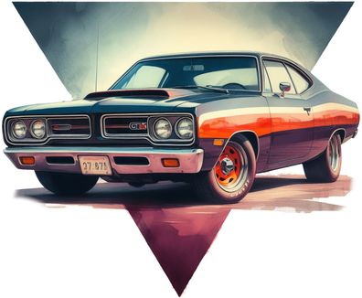 Bügelbild Bügelmotiv Auto Vintage Retro Muscle Car verschiedene Größen