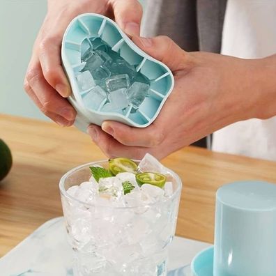 Eiswürfelform Eis-Maker 60 Eiswürfel Eiswürfelbehälter Deckel Eimer f. Cocktails