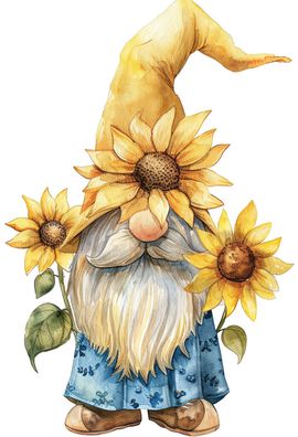 Bügelbild Bügelmotiv Sonnenblume Gnom Zwerg Sommer Mädchen verschiedene Größen
