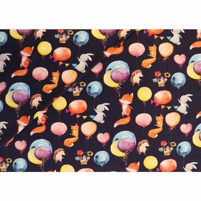 Jersey dunkelblau marine Luftballon Tiere Stoff nähen Mädchen 25cm