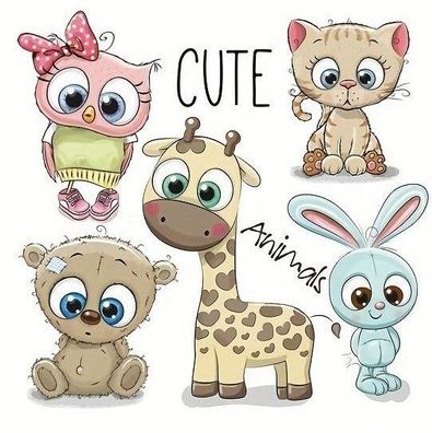 Bügelbild Bügelmotiv Tiere Cute Animals Baby Junge Mädchen Höhe 21cm