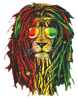 Bügelbild Bügelmotiv Löwe bunt Rastafari Reggae Höhe 23cm