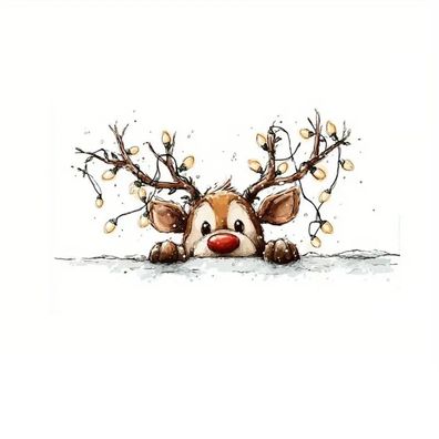 Bügelbild Bügelmotiv Rentier Weihnachten Junge Mädchen Höhe 9cm