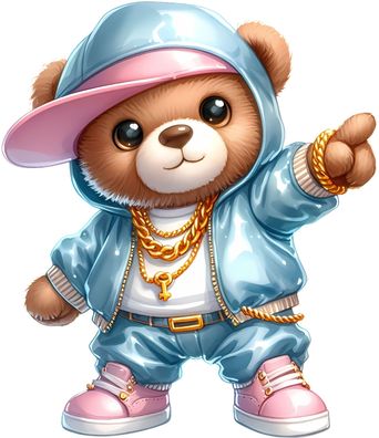 Bügelbild Bügelmotiv Bär Teddy Hip Hop Hopper verschiedene Größen