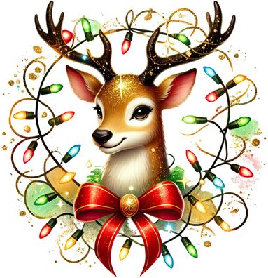 Bügelbild Bügelmotiv Rentier Reh Weihnachten Winter verschiedene Größen
