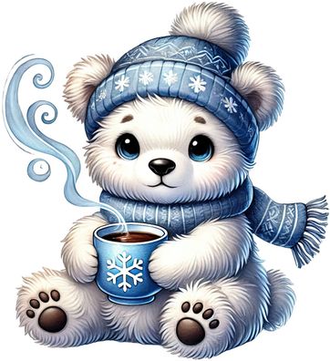 Bügelbild Bügelmotiv Eisbär Polarbär Bär Schnee Weihnachten verschiedene Größen