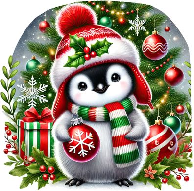 Bügelbild Bügelmotiv Pinguin Weihnachten Winter angeln Tier verschiedene Größen
