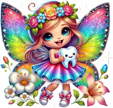Bügelbild Bügelmotiv Zahnfee Zahn Elfe Junge Mädchen verschiedene Größen