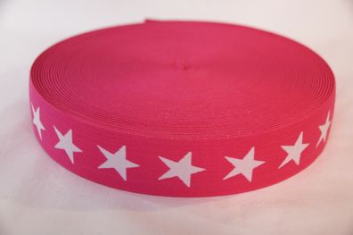 1m elastisches Band Gummi Gummiband Sterne 40mm rosa pink grün rot marine weiß
