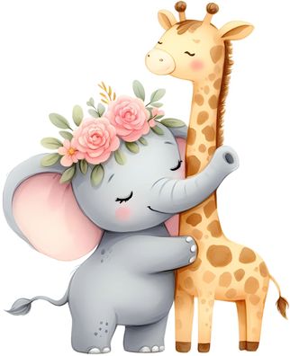 Bügelbild Bügelmotiv Safari pink Giraffe Zebra Elefant Affe verschiedene Größen