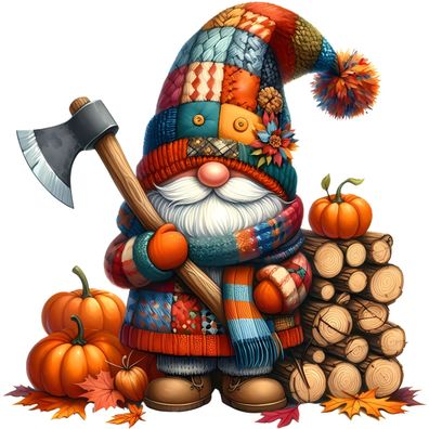 Bügelbild Bügelmotiv Gnom Herbst Wichtel Zwerg Junge Mädchen verschiedene Größen