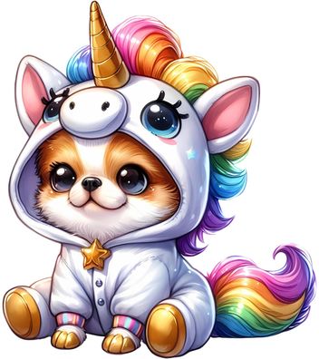 Bügelbild Bügelmotiv Hund Einhorn Kostüm Junge Mädchen verschiedene Größen