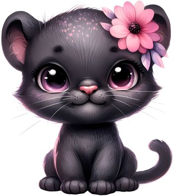 Bügelbild Bügelmotiv schwarzer Panther Raubkatze Mädchen verschiedene Größen