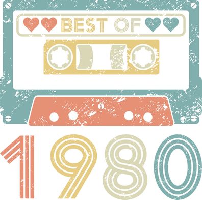 Bügelbild Bügelmotiv Best of 80s 80er Kasette Jahrgang verschiedene Größen