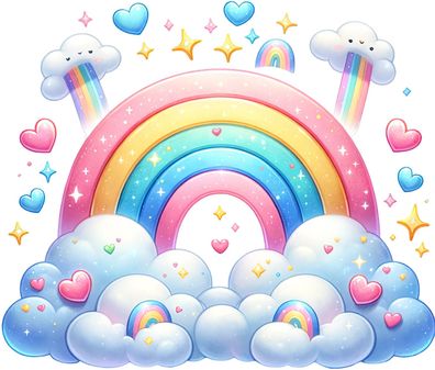 Bügelbild Bügelmotiv Regenbogen Rainbow Wolke Junge Mädchen verschiedene Größen