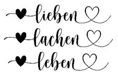 Bügelbild Bügelmotiv lieben leben lachen Spruch verschiedene Größen