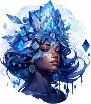 Bügelbild Bügelmotiv Kristall blau Diamant Frau Schloss verschiedene Größen