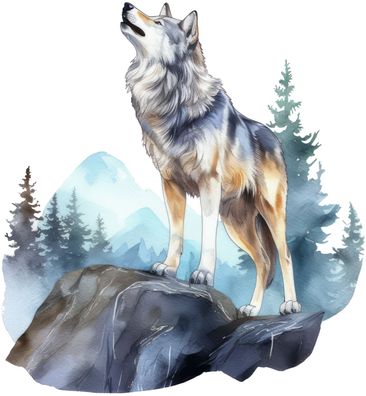 Bügelbild Bügelmotiv Wolf Hund Berge Natur Junge Mädchen verschiedene Größen