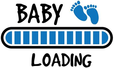 Bügelbild Bügelmotiv Baby loading Schwangerschaft blau pink verschiedene Größen