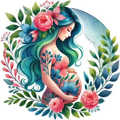 Bügelbild Bügelmotiv Schwangerschaft Blumen Mama Baby Frau verschiedene Größen