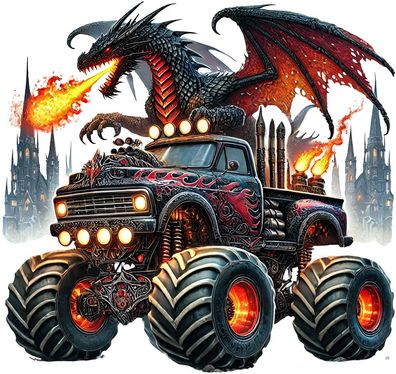 Bügelbild Bügelmotiv Monstertruck Auto Junge Mädchen verschiedene Größen
