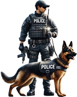 Bügelbild Bügelmotiv Polizei Police Hund Crime Scene Junge verschiedene Größen