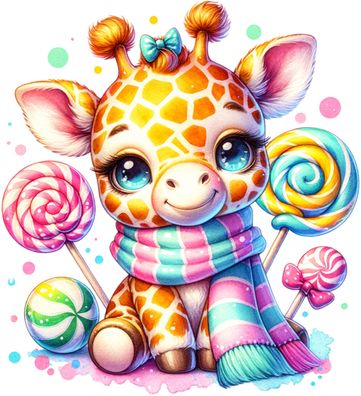 Bügelbild Bügelmotiv Candy Tier Süßigkeiten Löwe Giraffe Bär verschiedene Größen