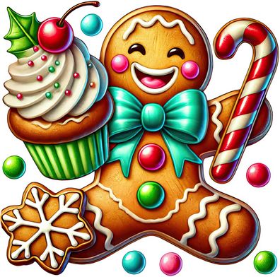 Bügelbild Bügelmotiv Lebkuchenmann Weihnachten Winter verschiedene Größen
