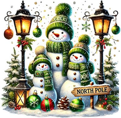 Bügelbild Bügelmotiv Schneemann Winter Weihnachten verschiedene Größen