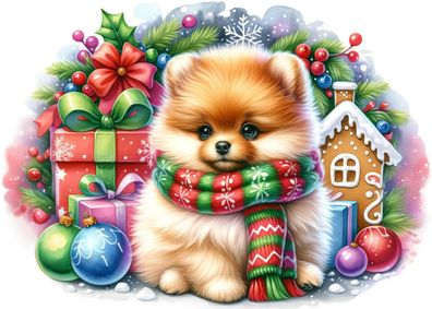 Bügelbild Bügelmotiv Hund Welpe Weihnachten Junge Mädchen verschiedene Größen