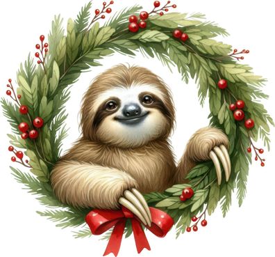 Bügelbild Bügelmotiv Faultier Weihnachten Winter verschiedene Größen