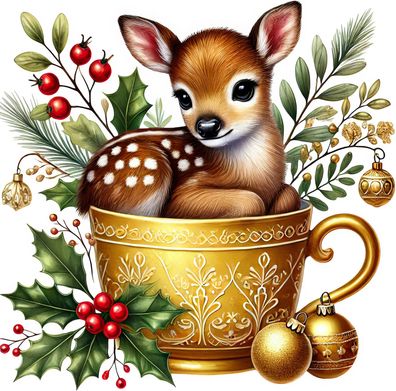 Bügelbild Bügelmotiv Weihnachten Fuchs Otter Reh Tier Tasse verschiedene Größen
