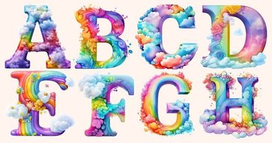 Bügelbild Bügelmotiv Buchstabe Regenbogen Name bunt verschiedene Größen
