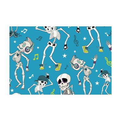 Jersey blau Skelett Party Halloween Stoff nähen Junge 25cm