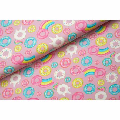 Jersey Donut Sweets Einhorn rosa Stoff nähen 25cm