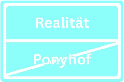 Bügelbild Bügelmotiv Schild Ortsschild Realität Ponyhof verschiedene Farben