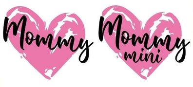 Bügelbild Bügelmotiv Set Mommy Mini Mama Kind Tochter Höhe 14 + 18cm