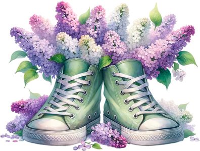 Bügelbild Bügelmotiv Sneaker Turnschuh Schuh Blumen floral verschiedene Größen