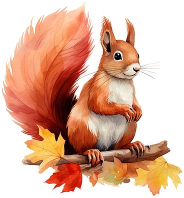 Bügelbild Bügelmotiv Eichhörnchen Herbst Tier Junge Mädchen verschiedene Größen